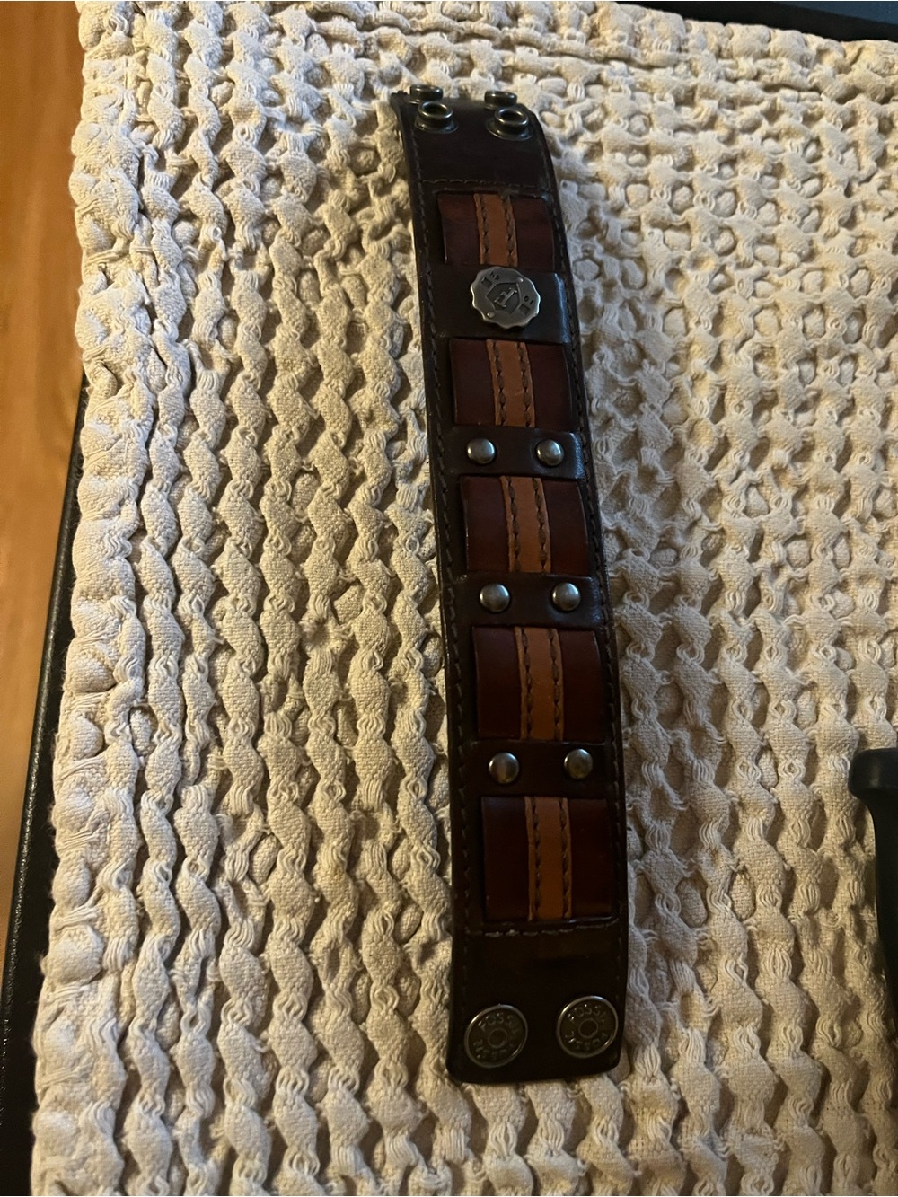Fossil Brown Layered Leather Stud Bracelet